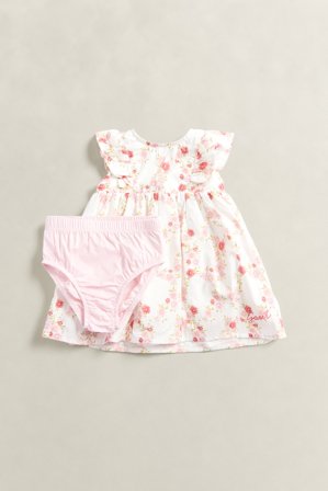 GANT Kinder Girls Set mit geblümtem Kleid und Höschen (80) Weiß