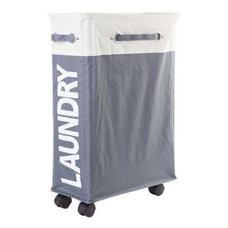 Hjulbar Foldbar Vaskeri Kurv Vaskeri Kurv Søppel Sortering Oppbevaringsboks Skittent Tøy Sammenleggbar Barn Leker Oppbevaringskurv Hvit+Mørk Grå