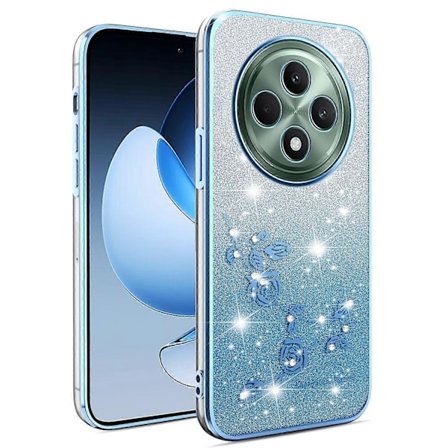 KADEM Cover til Oppo Reno12 F 5G med Blomst TPU Fleksibel Gradient Telefon Cover