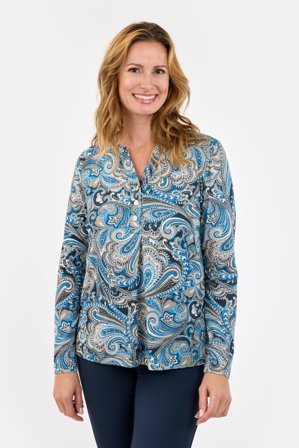 BRANDTEX - Langærmet T-shirt - Blå Mix - Paisley Print