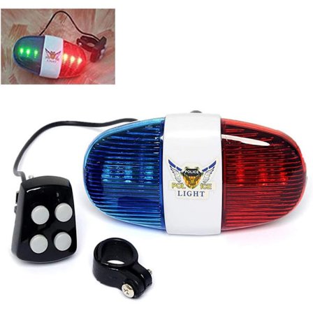 Cykel Politi Lyd Lys, nyt politi 6LED Strobe Blå Rød Cykel Sikkerhedslys, 4 Melodi Høj Sirene Lyd