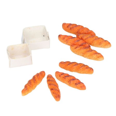 40 stk. Miniatyrbrød til dukkehus - Høy simulering - Trygt harpiksmateriale - Dukkehusbrød med 10 baser - Gaver til barn