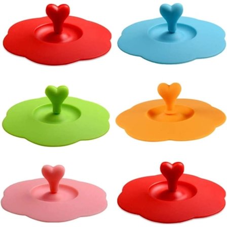 6 st Silikon Glas Koppskydd Kopplock Återanvändbara Anti-Damm Koppskydd Kaffe Te Muggskydd för Koppar Skålar Muggar Burkar