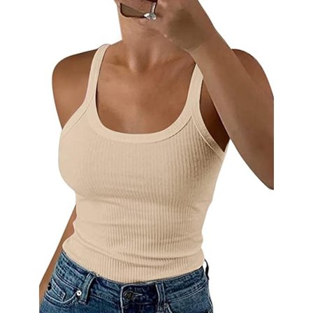 Dame Tanktop med Udskovning, Ribbet, Træning, Ærmeløs Cami Skjorte