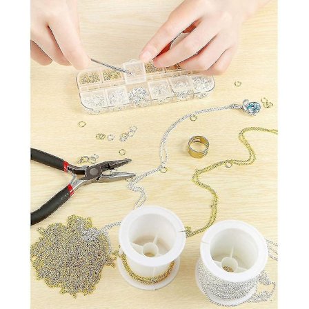 Kedjor för smyckestillverkning med 40 st Hummerlås och 960 st Öppna Ringar