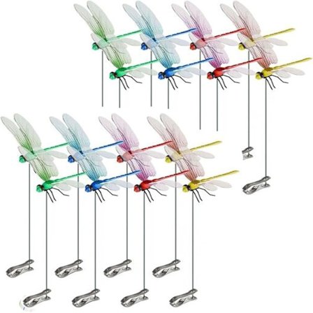 3D Øyenstikker Hage Totemer, 24 per pakke, egnet for utendørs dekorasjon, kan brukes både innendørs og utendørs, avviser fugler og insekter.