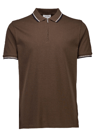 Lindbergh Polo shirt w. zip neck Överdelar Herr Brun M