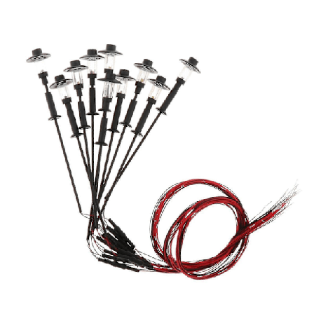 10 stk. Hvide Model Gadebelysning Kit Layout Lygtepæl Tog Have Landskab Led Lampe Belysning 1:100-1:150 Skala 75mm Diy Håndværk_s