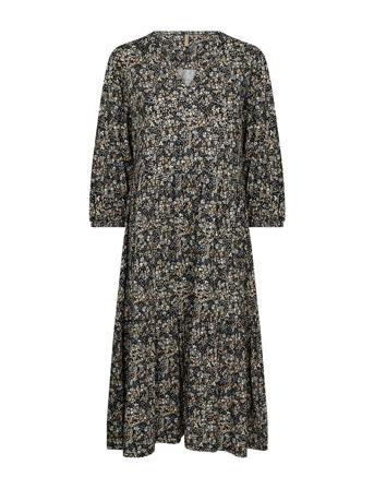 Sc-Felicity Aop Knælang Kjole Black Soyaconcept