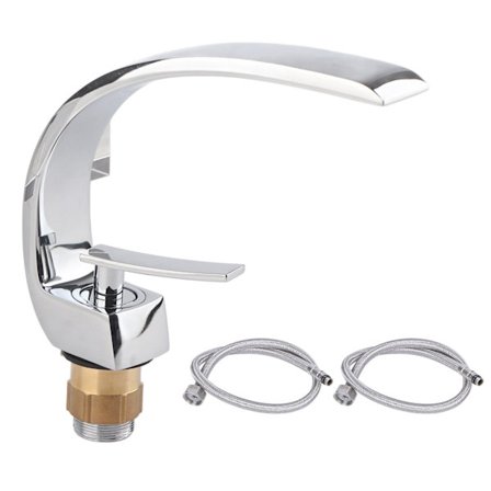 G1/2 Kurvet Design Enkelt Håndtag Varmt Koldt Vand Mixer Hane Vaskarmatur med Slange