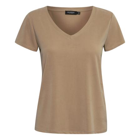 Soaked in Luxury SLColumbine V-neck T-shirt Brun, Dame T-shirts
