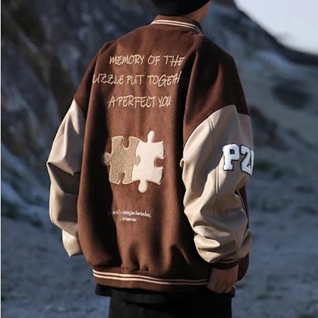 Varsity College Jacka Baseballjackor Vintage Ytterkläder med Fickor Unisex Kappa