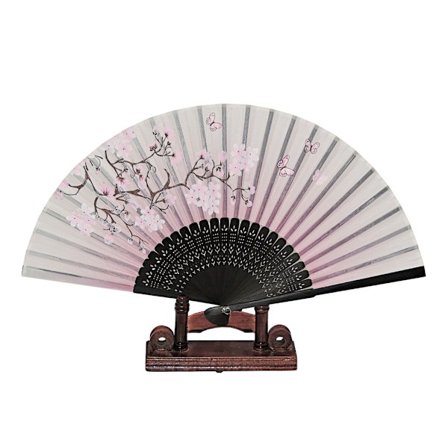 Vifte - Sommerfugle med blomster [M10] - Lys pink