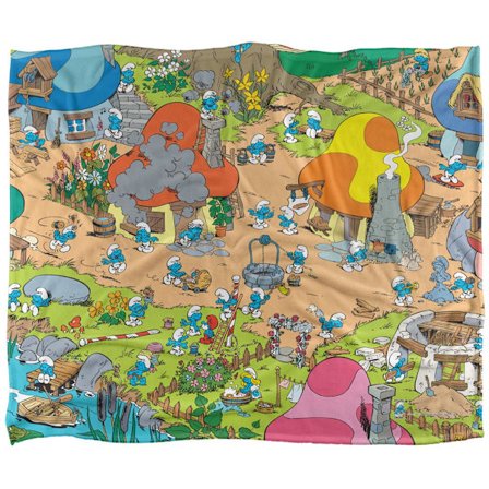 Smurfarna Silky Village Supermjuk Filt One Size Flerfärgad