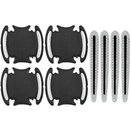 Reflekterende klistermærker til bildørhåndtag, hvide, anti-ridser, beskyttelsesfilm til håndtag, sikkerhedsstrimler til dørskål