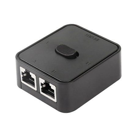Nätverks LAN-switch 2 portar, RJ45 Nätverksknapp-tryck Switch Splitter Selector Box, 100M 2 in 1 Ut eller 1 in 2 Ut, 2 Port Nätverk Hub Svart