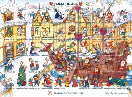 Danmark - julmärkeark 2021 - Selvklæbende - Ufoldet