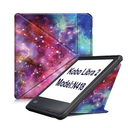 Etui til Kobo Libra 2 (Model: N418), med Origami Stand & Auto Væk/Sov (Galaxy)
