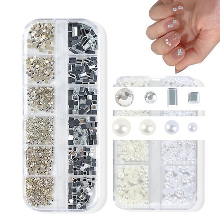 2 st Nail Art Pärlor Nail Art Tillbehör Design Nail Tillbehör Rhinestones Nail Dekoration