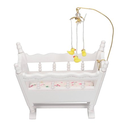 1:12 Dukkehus Baby Seng Dukkehus Dekoration Høj Simulation Miniature Træseng til Baby Småbørn