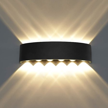 Modern Vattentät LED Vägglampa Upp och Ner Vägglampa Aluminium LED Väggbricka Inomhus och Utomhus för Badrum, 12W Varm Vit