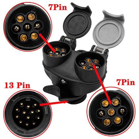 13-benet til 7-benet dobbelt-hovedstik Rv Trailer Strømstik Dobbelt Stikdåse - Trailerkoblinger & Tilbehør