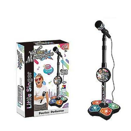 Mikrofon til børn, legetøjskaraokemikrofon med stativ