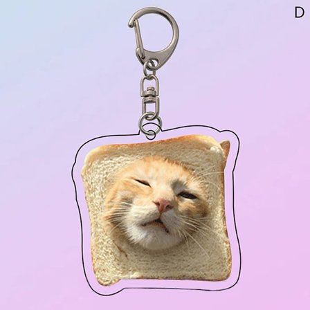Creative e Toast Cat Akryl nøglering Funny Kawaii Animal Penda