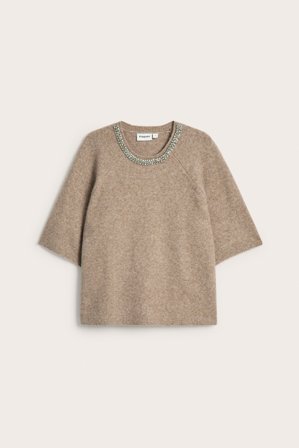 Kappahl | Strikkegenser med strass | Brunmelert