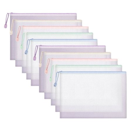 Mesh-mappe med lynlås, vandtæt plastikmappe til