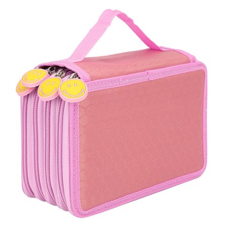 Stor Kapasitet Tegneserie Glidelås Penal - 72 Hull, 4 Lag Rosa