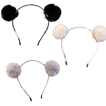 Søde Panda Øre Pandebånd Fluffy Pom Pom Hårbånd Hårbøjle Hårbøjle Festlig Cosplay Party Kostume