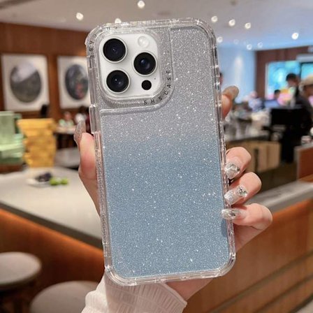 iPhone 16 Pro Max Skal TPU + PC med Glittrande Papper - Fullt Skyddande Mobilskal