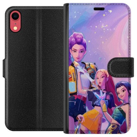 Yhteensopiva Lompakkokotelo Apple iPhone XR Tulevaisuuden popdivat neonväreissä, joilla on taianomaisia yksityiskohtia unenomaisen galaksitaustan ed