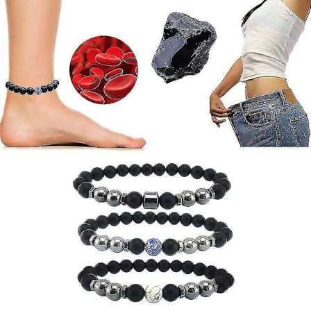 Anti-svällning Obsidian armband ankelband Anti-varicose svullnad fotled - Magnetisk terapi bantning