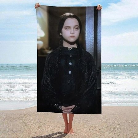 Onsdag Addams Myke Stoffer Gotisk Wensday Addams Film Hucky Badehåndkle Strandhåndkle 80 x 130 cm #moe6