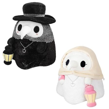 Plague Doctor Plushie Par - Lysende Tegneserie Dyr Stoffdyr Halloween Gave Dukke Leke A