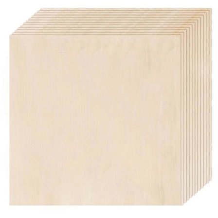 Balsaträskivor 12-pack, 12x12x1/8 tum plywoodskivor, 3 mm balsaträ