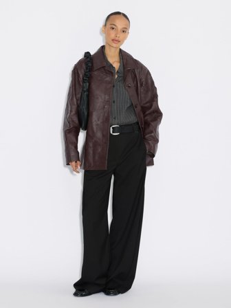 Crinkle-Effect Leather Jacket