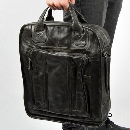 Sac à dos en cuir olive Shiver pour hommes - Sacs en cuir