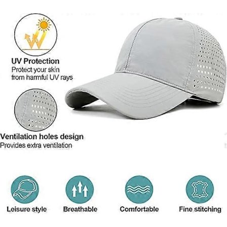 Sommer Mesh Baseball Caps Utendørs Hatt Menn Kjølecaps Vanntett Baseball Caps [Justerbar] Lys Grå