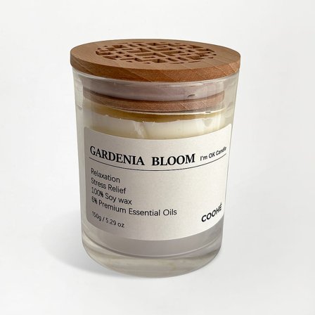 COOHÉ I'M OK Soy Wax Aroma Candle Gardenia bloom, Tøj & Bolig, Lys & Lamper, Duftlys