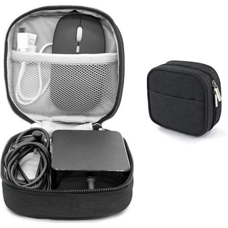 ING Vandtæt mini kabel organizer taske, mus taske med ydre lomme, elektronisk produkt organizer taske, rejse kabel organizer taske, sort.