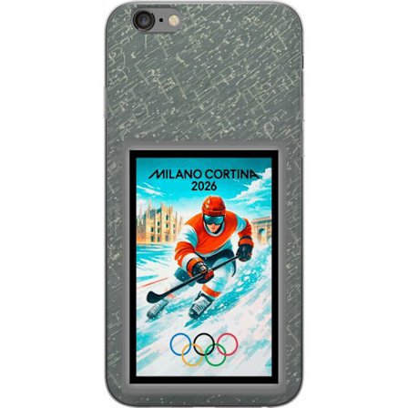 Kompatibel Mobilcover til Apple iPhone 6s Plus Curling illustration med spillere og sten på isen, Milano Cortina 2026, snedækkede stænk og olympisk