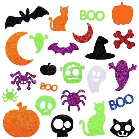 2025 500 st Självhäftande Glitter Skum Klistermärken Halloween Hantverk Självhäftande Dekaler Festtillbehör