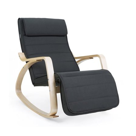 Gyngestol med justerbar fodstøtte og aftageligt betræk - Mørkegrå