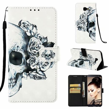 Fodral för Samsung S21 PLUS/S30 PLUS Skalle Tecknad målad kortplats flip läderplånbok