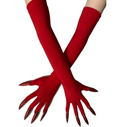 Seje Halloween-handsker lange sektion spøgelsesklo klæd-ud handsker trendy røde lange negle Cosplay Halloween sjove handsker A529 C068-7 One Size