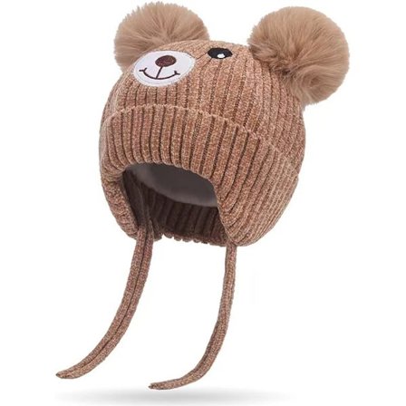 Baby strikket lue for høst og vinter - Søt lue med øreklaffer