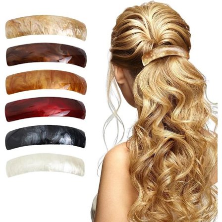 ING Hårnål 6 Stykker Hår Hårklemme Store Buede Flade Klemmer Flad Klo Klemme Stærkt Greb til Tykt og Tyndt Hår Klassisk Retro og Piger